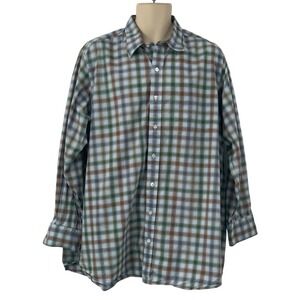 Hamilton Since‎ 1883 Men's Long Sleeve Button Up Shirt Blue/Brown Plaid Size XL